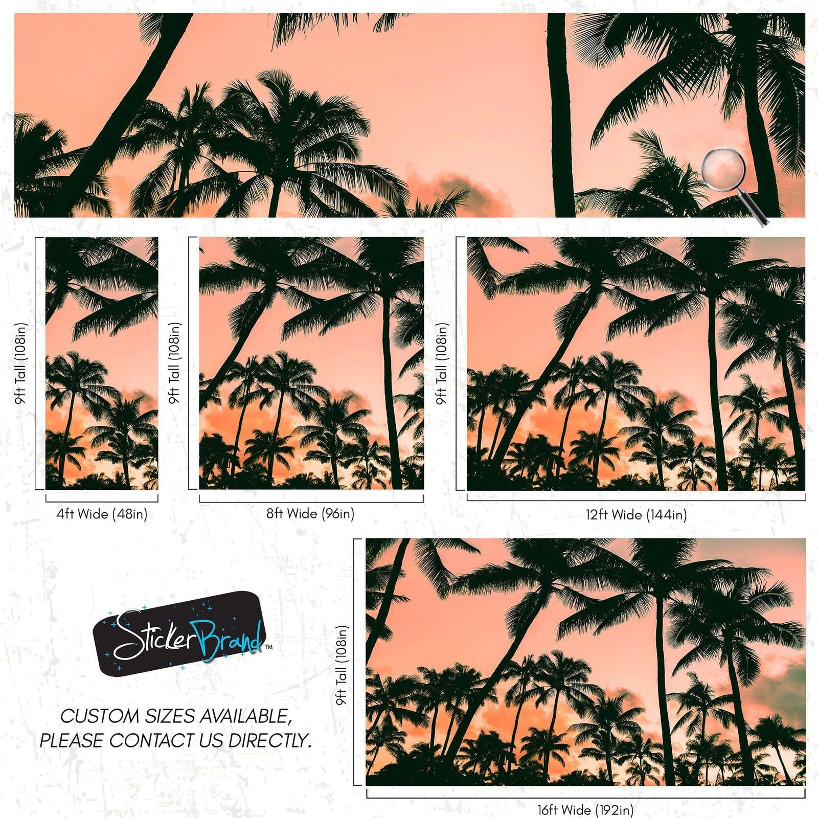 Sunset Wallpaper Mural. Palm Trees Tropical Vibe. #6871