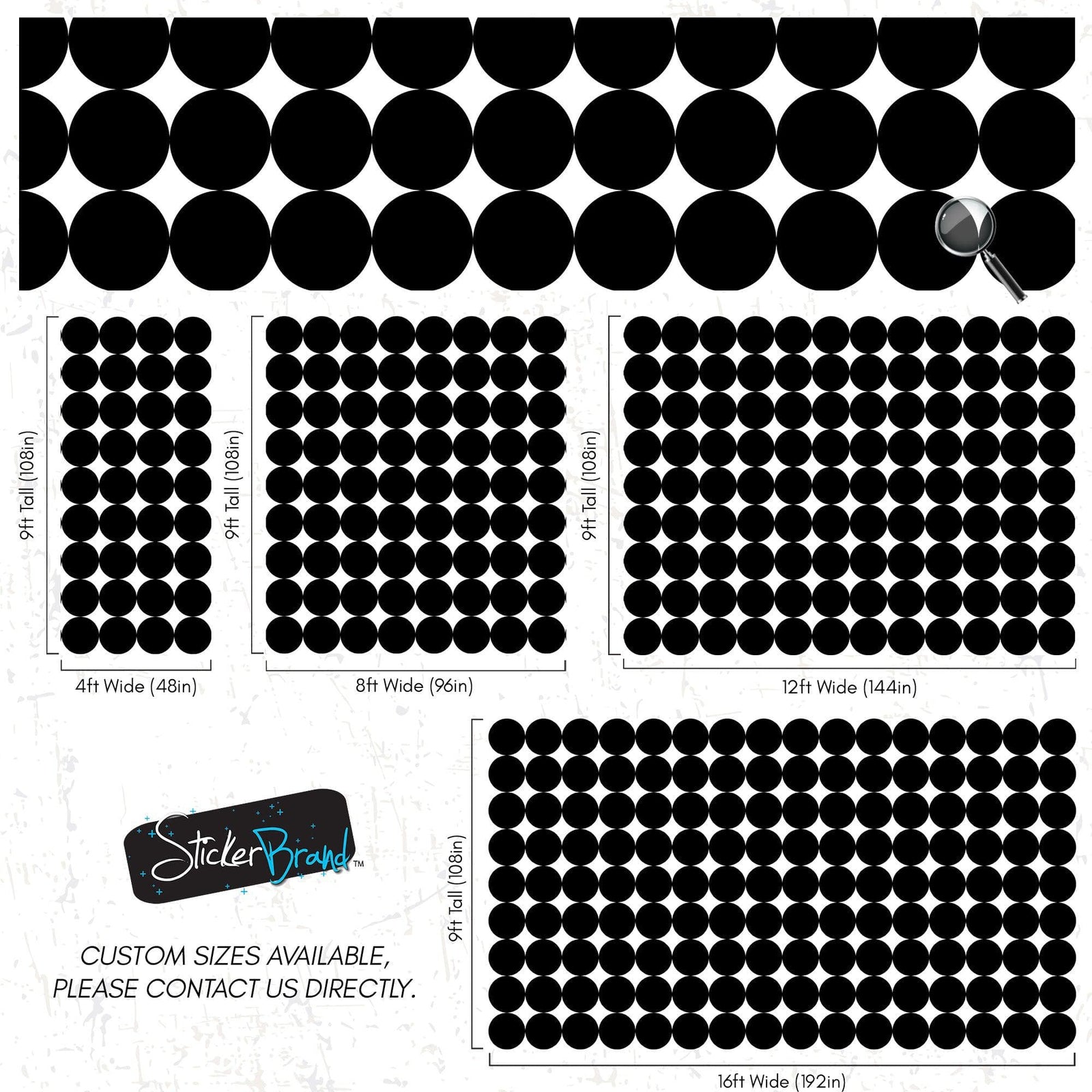 Modern Geometric Black Circle Wallpaper Mural. #6675