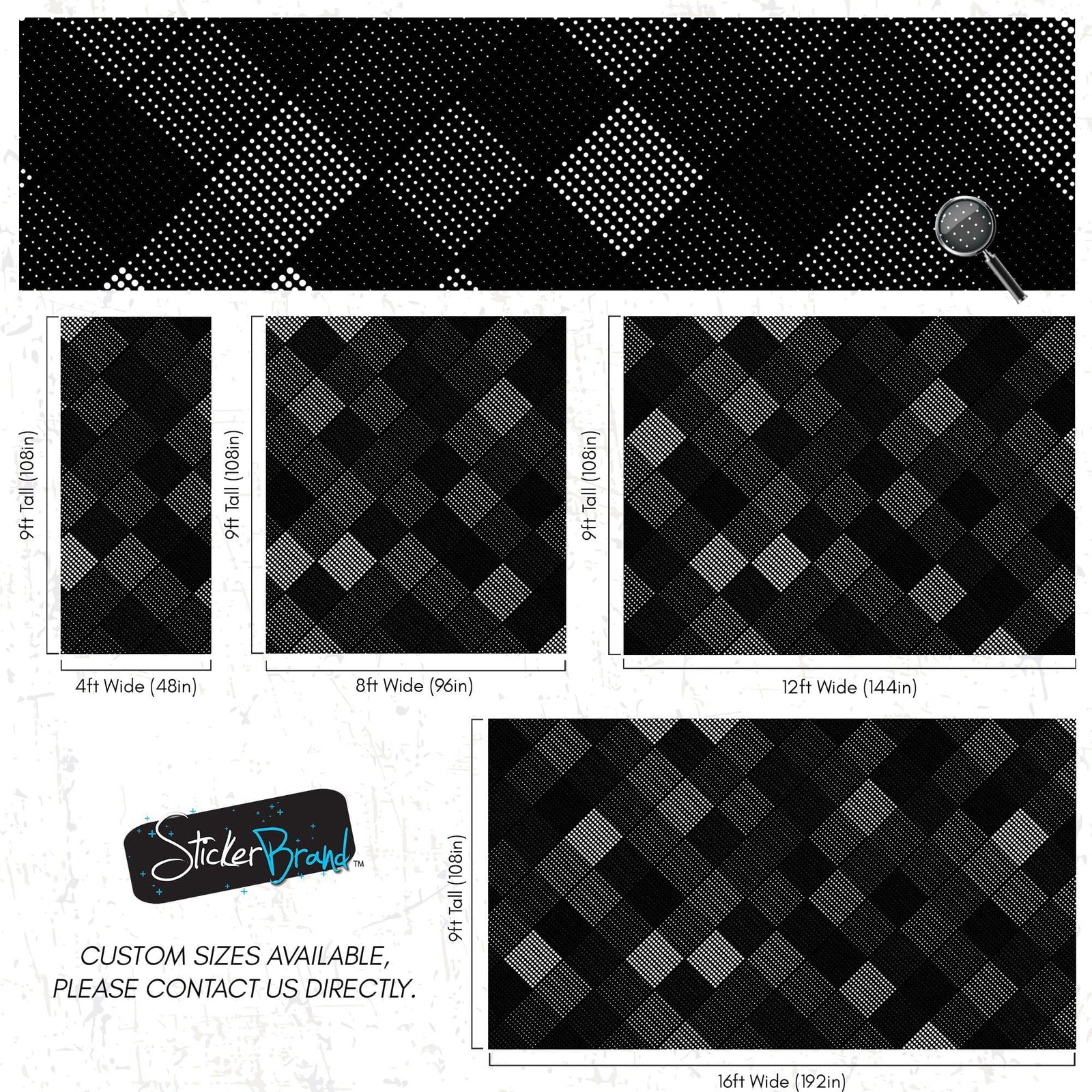 Modern Black and White Polka Dot Peel and Stick Wall Mural. #6964