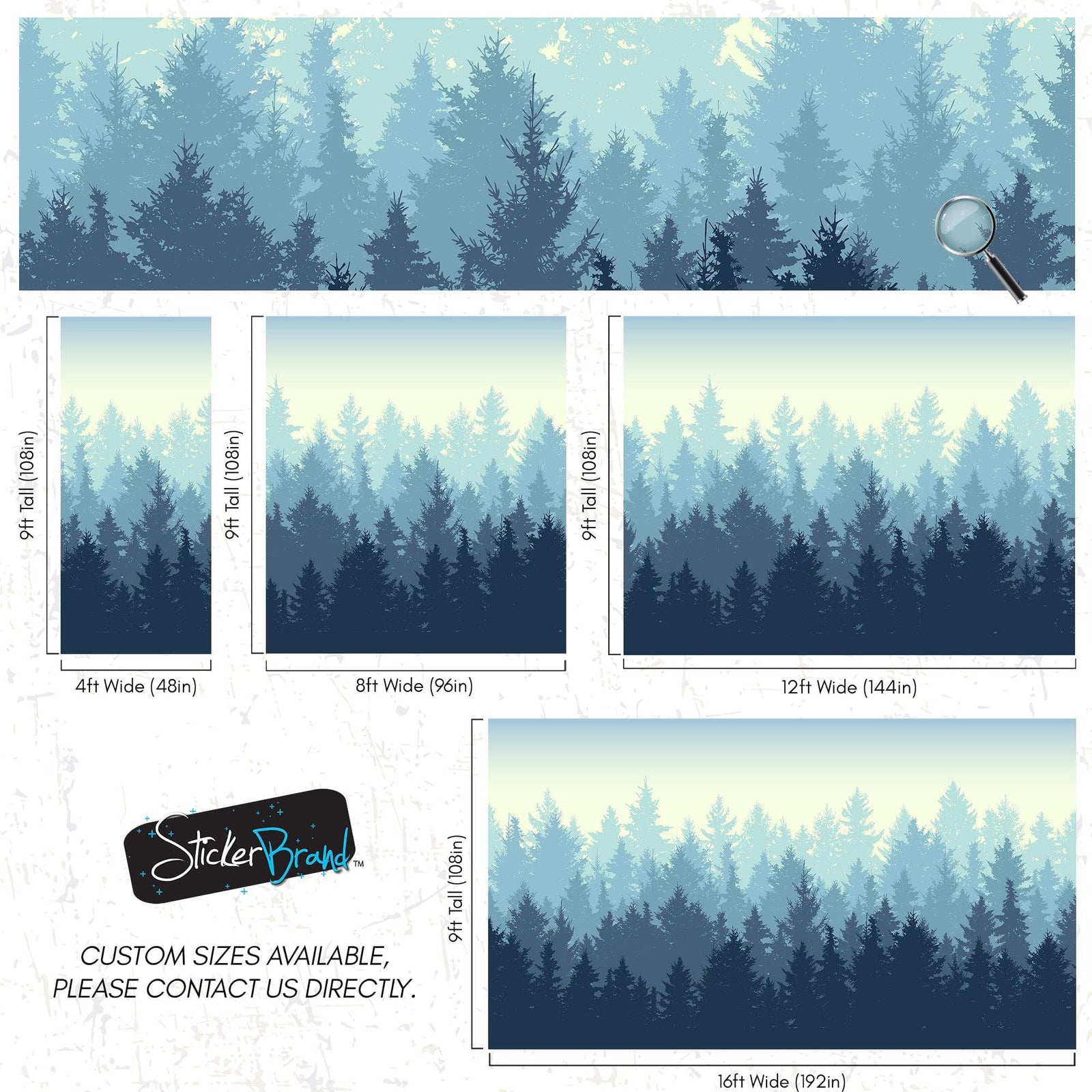Misty Forest Wallpaper. Blue Pastel Color Mural #6772