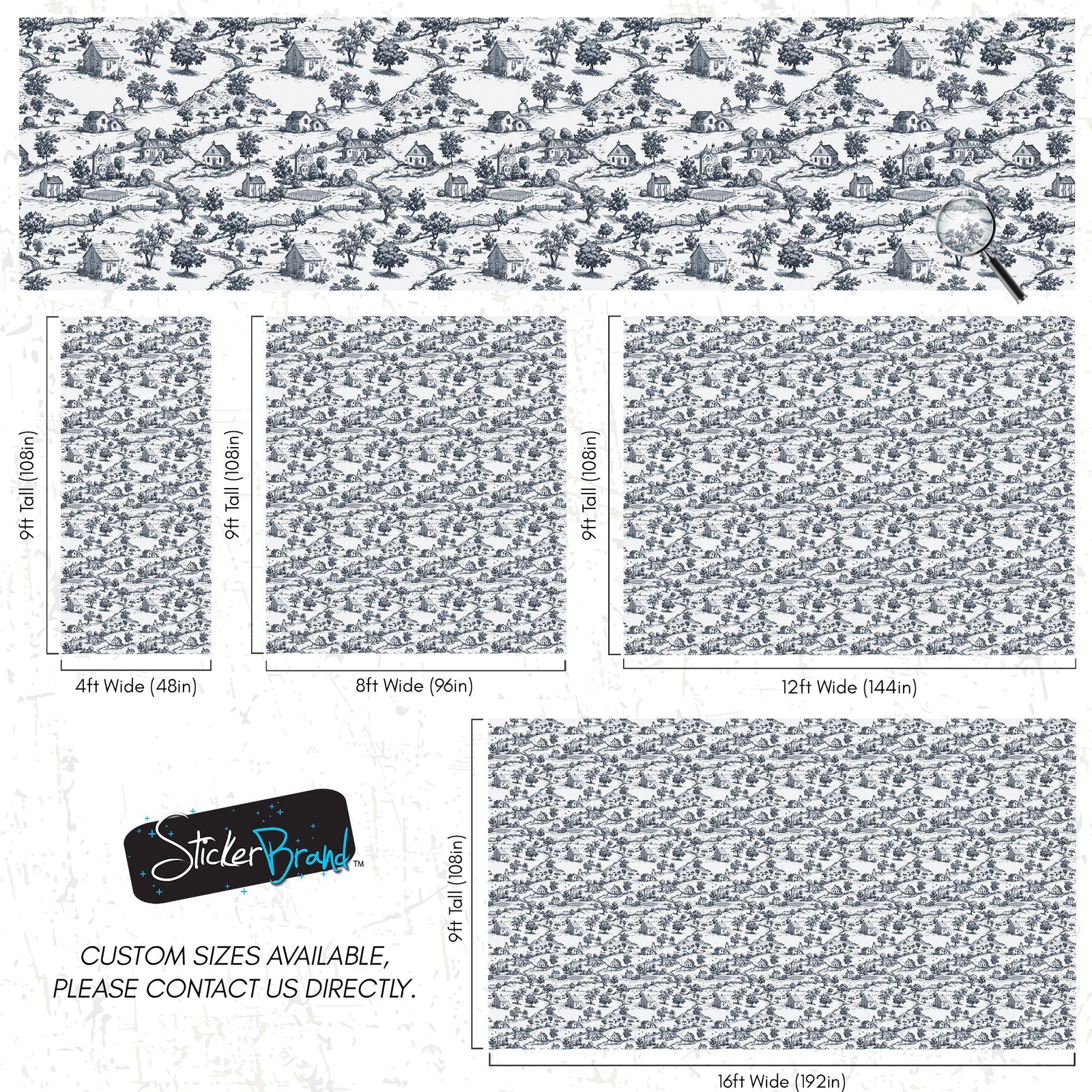 Rustic Wallpaper Peel and Stick Wall Mural. Countryside Motif Wall Decor. #6729