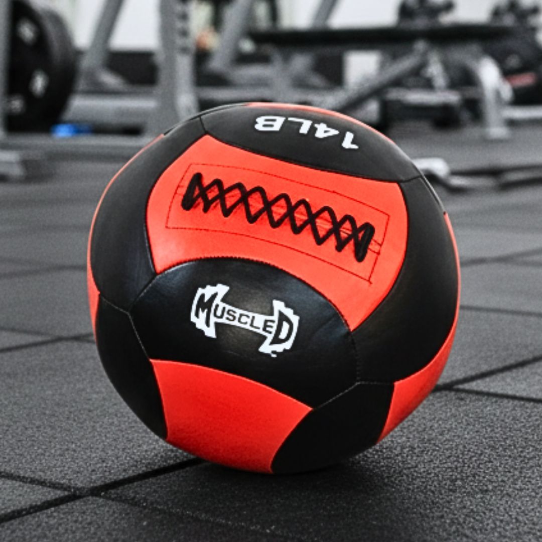 Medicine Ball / Wall Ball - Muscle D Fitness - Heavy Duty Stitching - Multi-Panel Design - 14