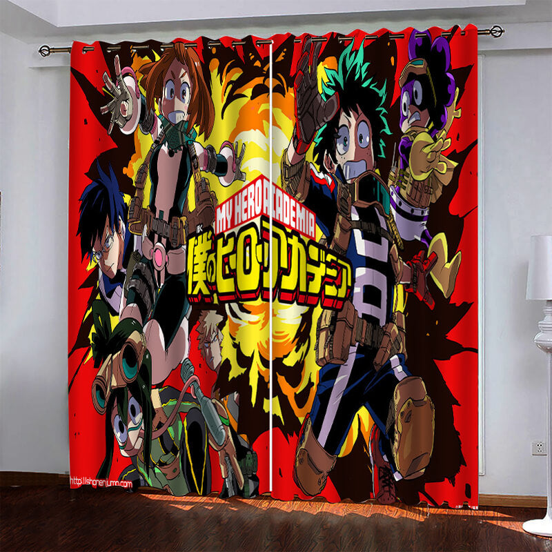 My Hero Academia Pattern Curtains Blackout Window Drapes