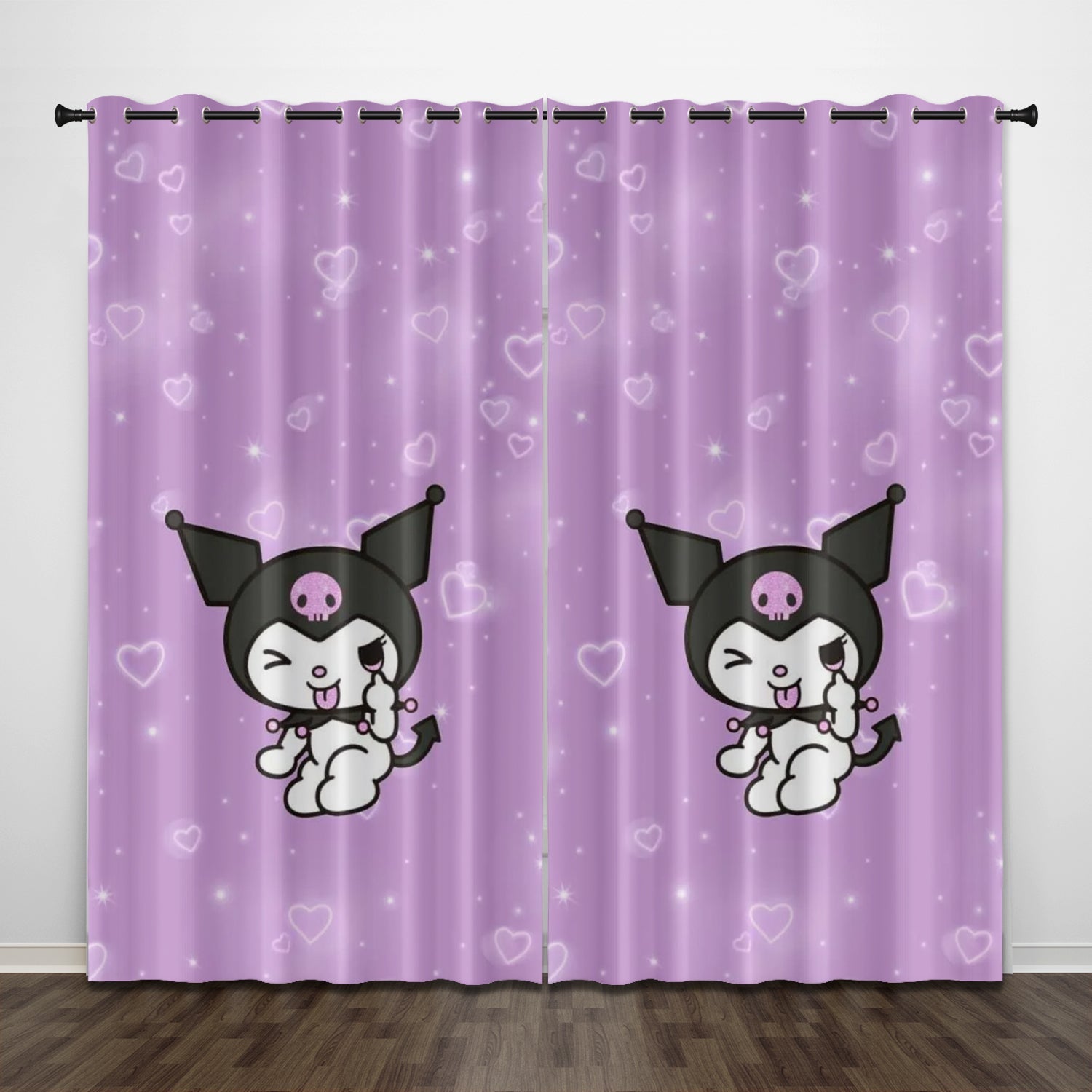 My Melody Kuromi Curtains Pattern Blackout Window Drapes
