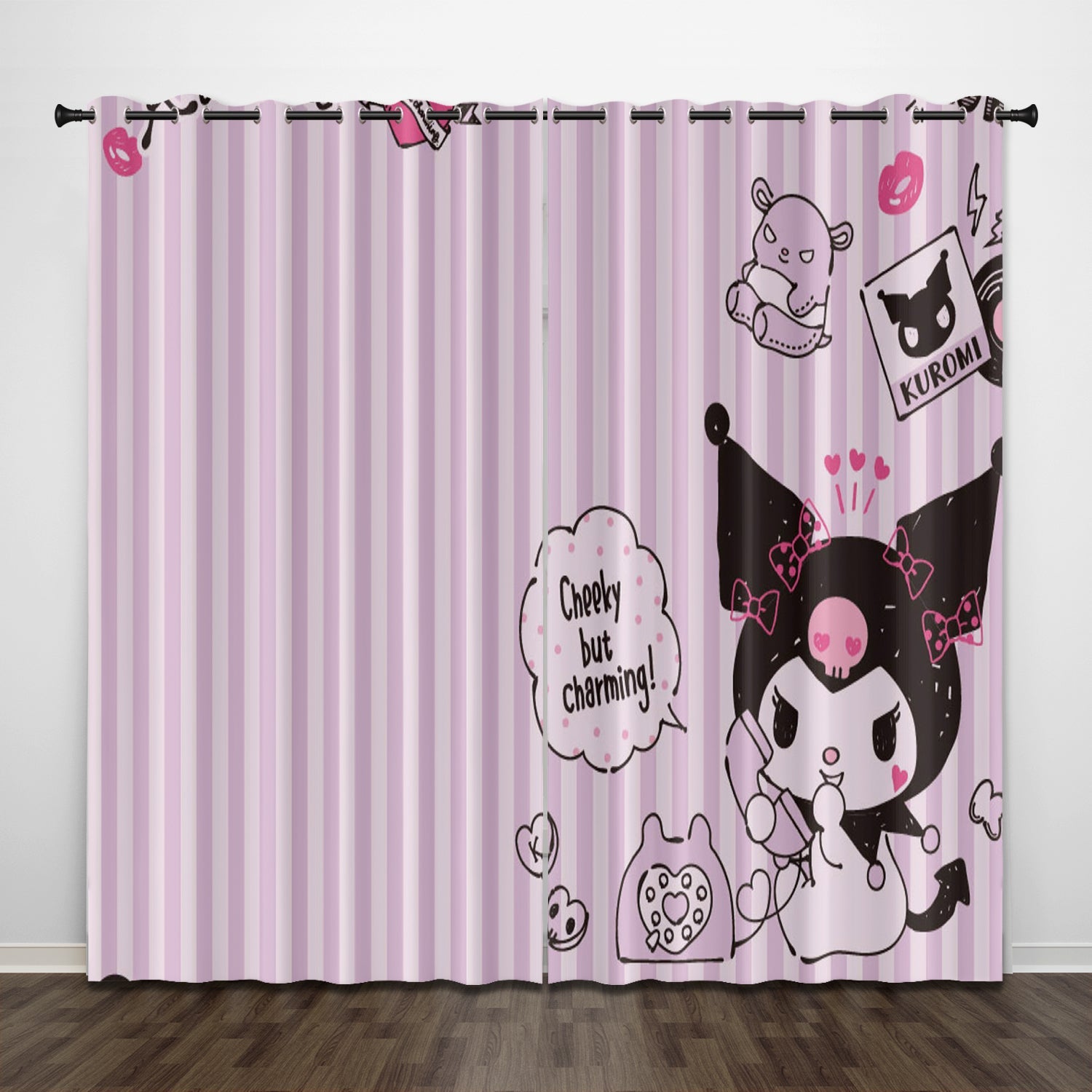 My Melody Kuromi Curtains Pattern Blackout Window Drapes