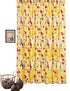 DaDa Bedding Set of 2 Radiant Sunshine Yellow Floral Window Curtain Panels - Natural Semi Sheer Hummingbirds Farmhouse Red Flowers Straight Tailored Edge
