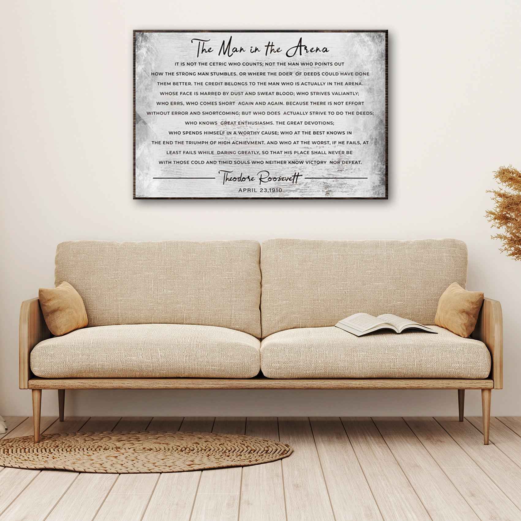 The Man In The Arena Grunge Sign