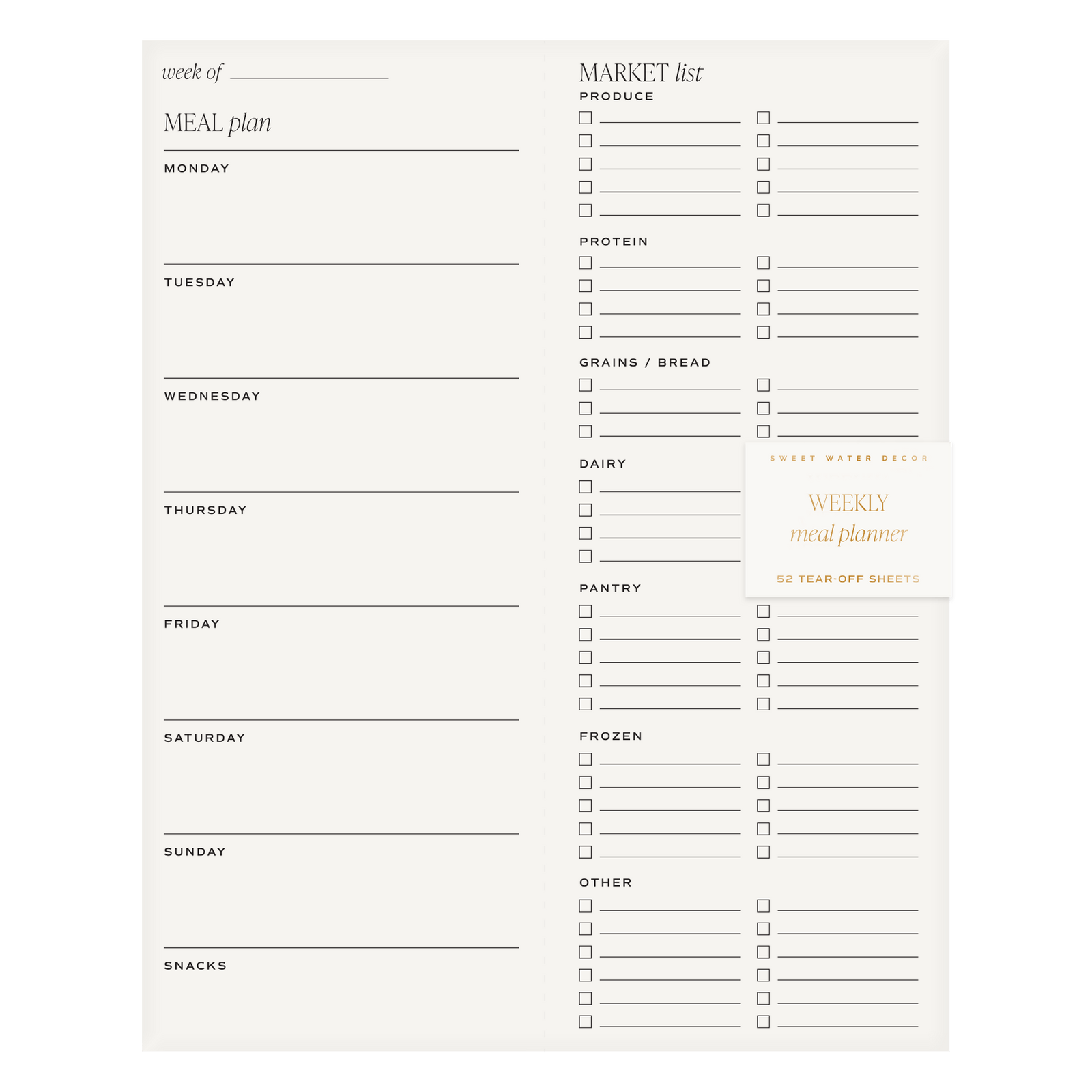 Weekly Meal Planner Notepad