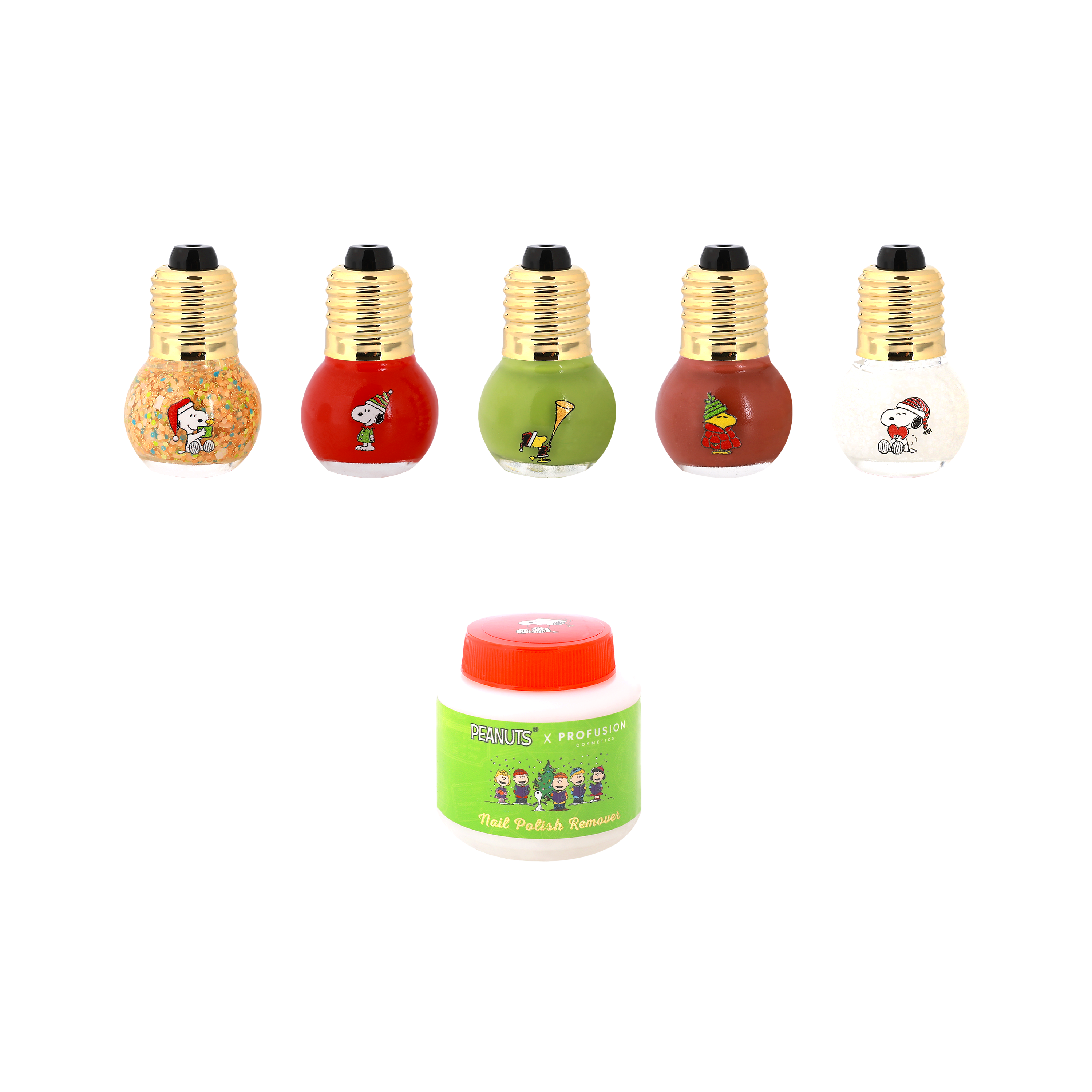Peanuts Holiday | Sparkling With Joy 5 PC Nail Polish Set & Nail Polish Remover