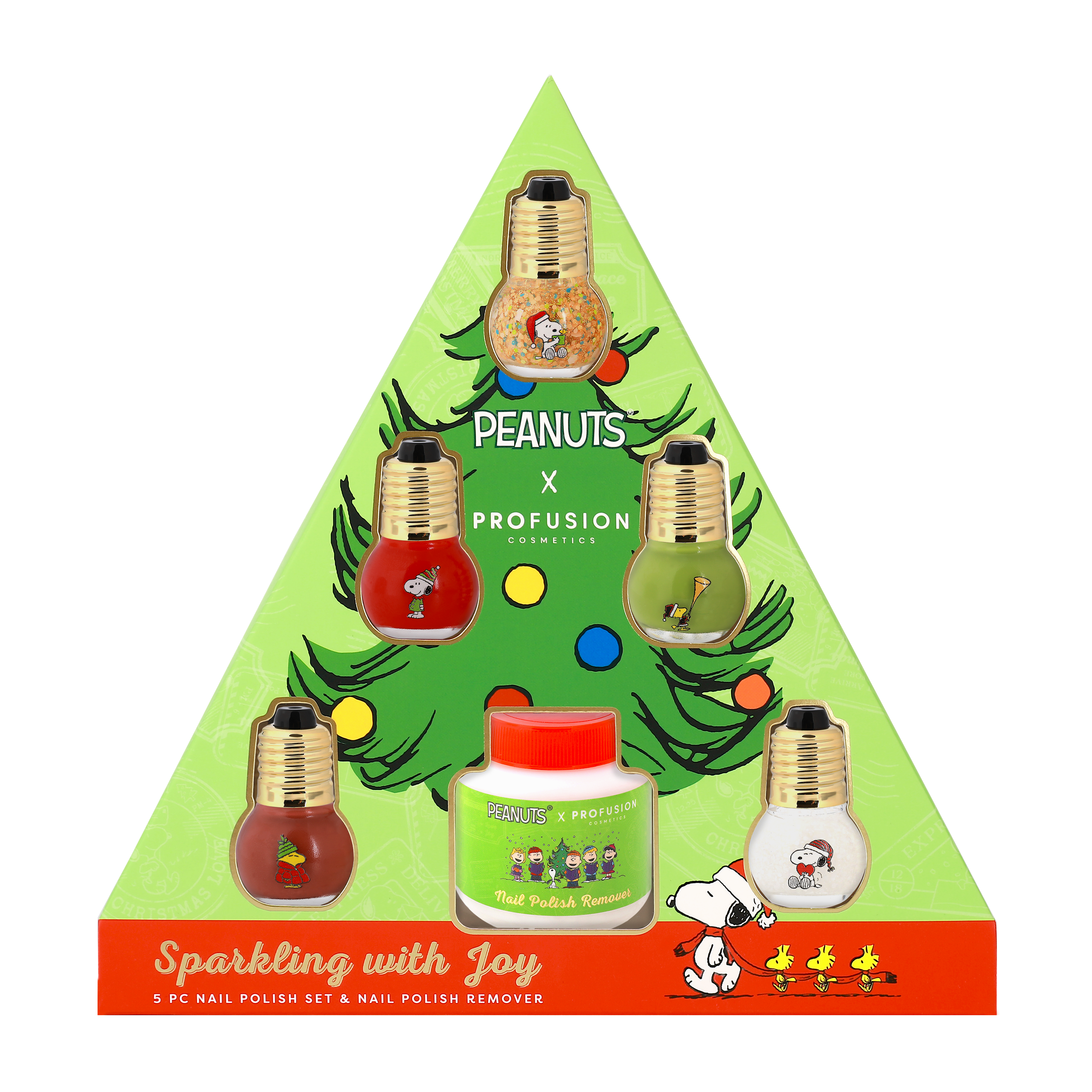 Peanuts Holiday | Sparkling With Joy 5 PC Nail Polish Set & Nail Polish Remover