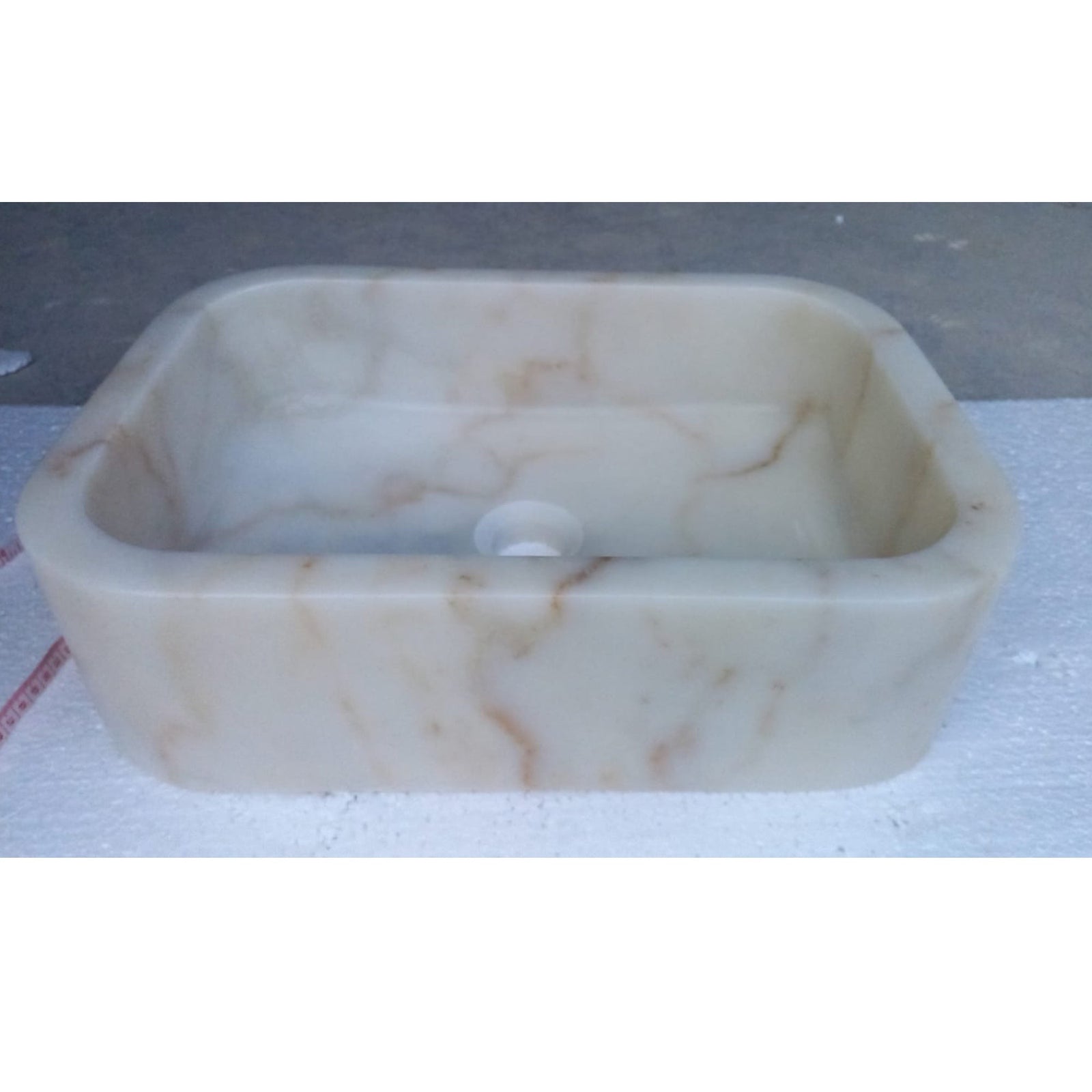 European Sugar Marble Rectangular Farmhouse Sink Semi-Polished  (W)12.5