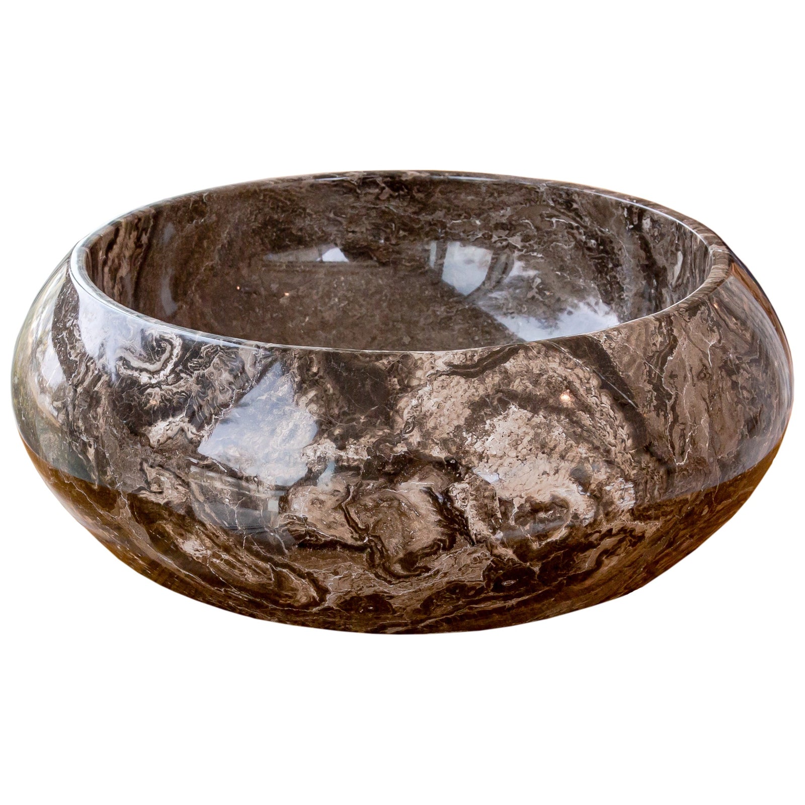 Narcist Brown Marble Vessel Sink High-Gloss Polished