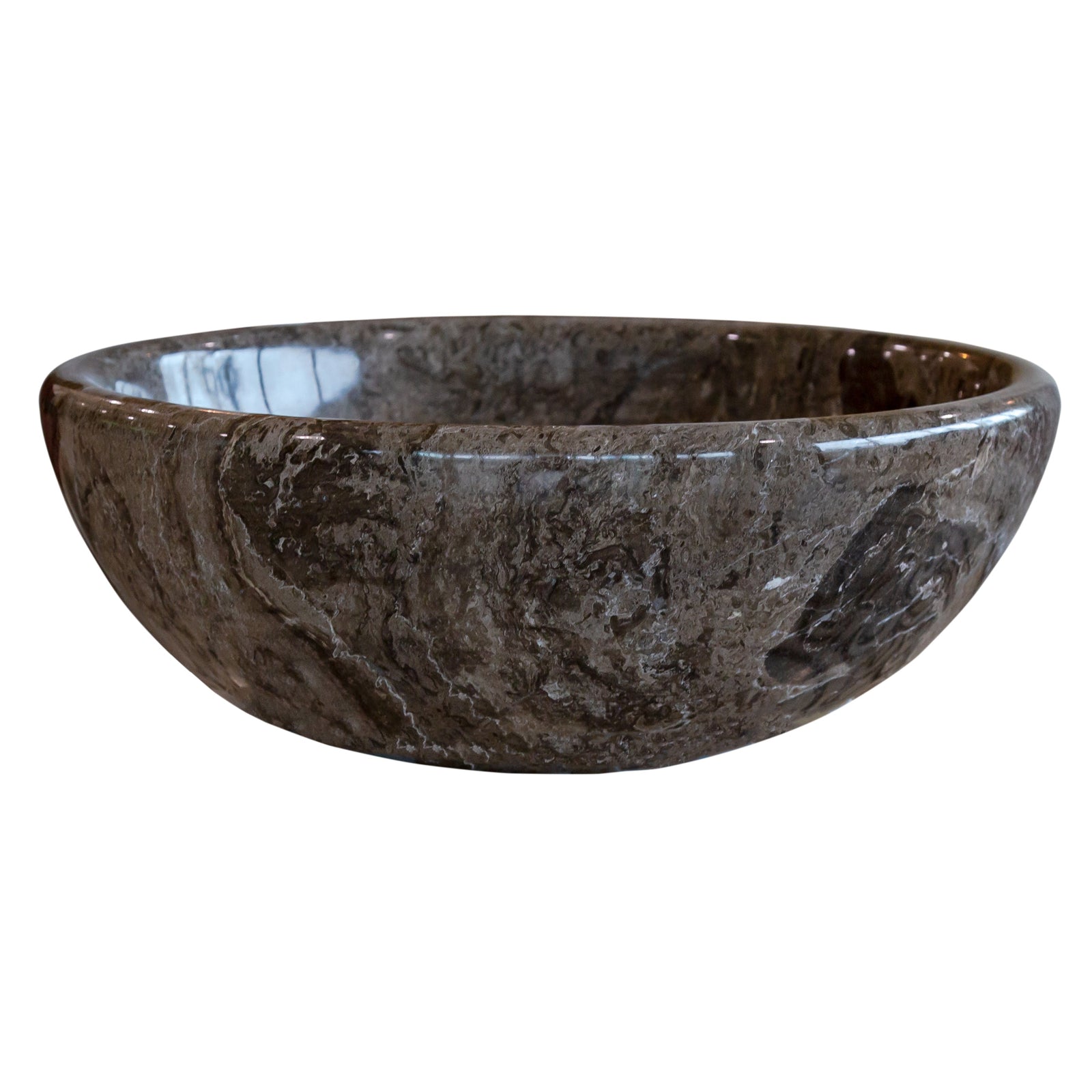 Narcist Brown Natural Stone Marble Vessel Sink High-Gloss Polished (D)16