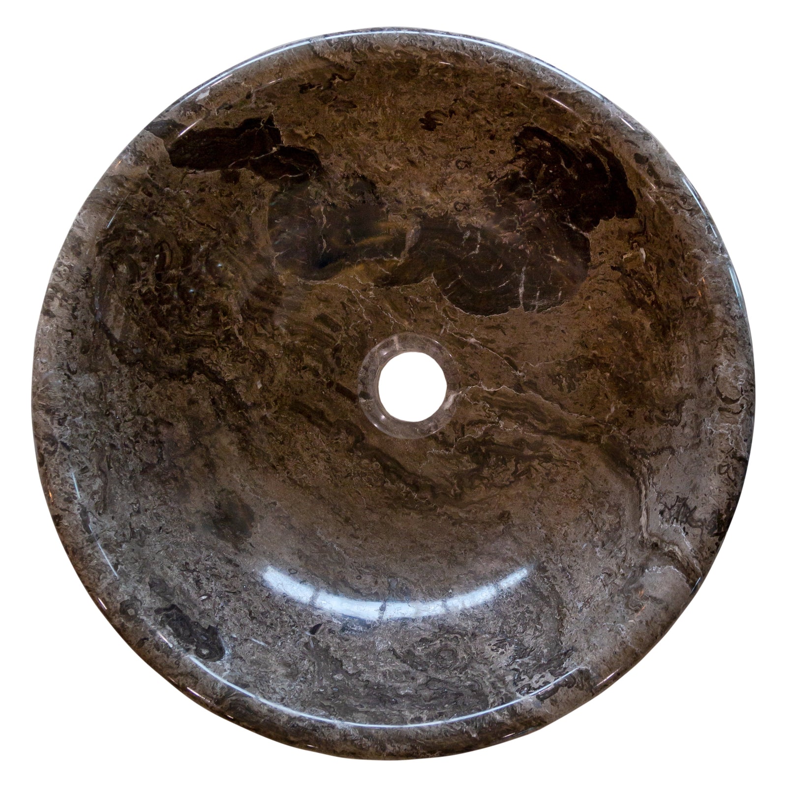 Narcist Brown Natural Stone Marble Vessel Sink High-Gloss Polished (D)16