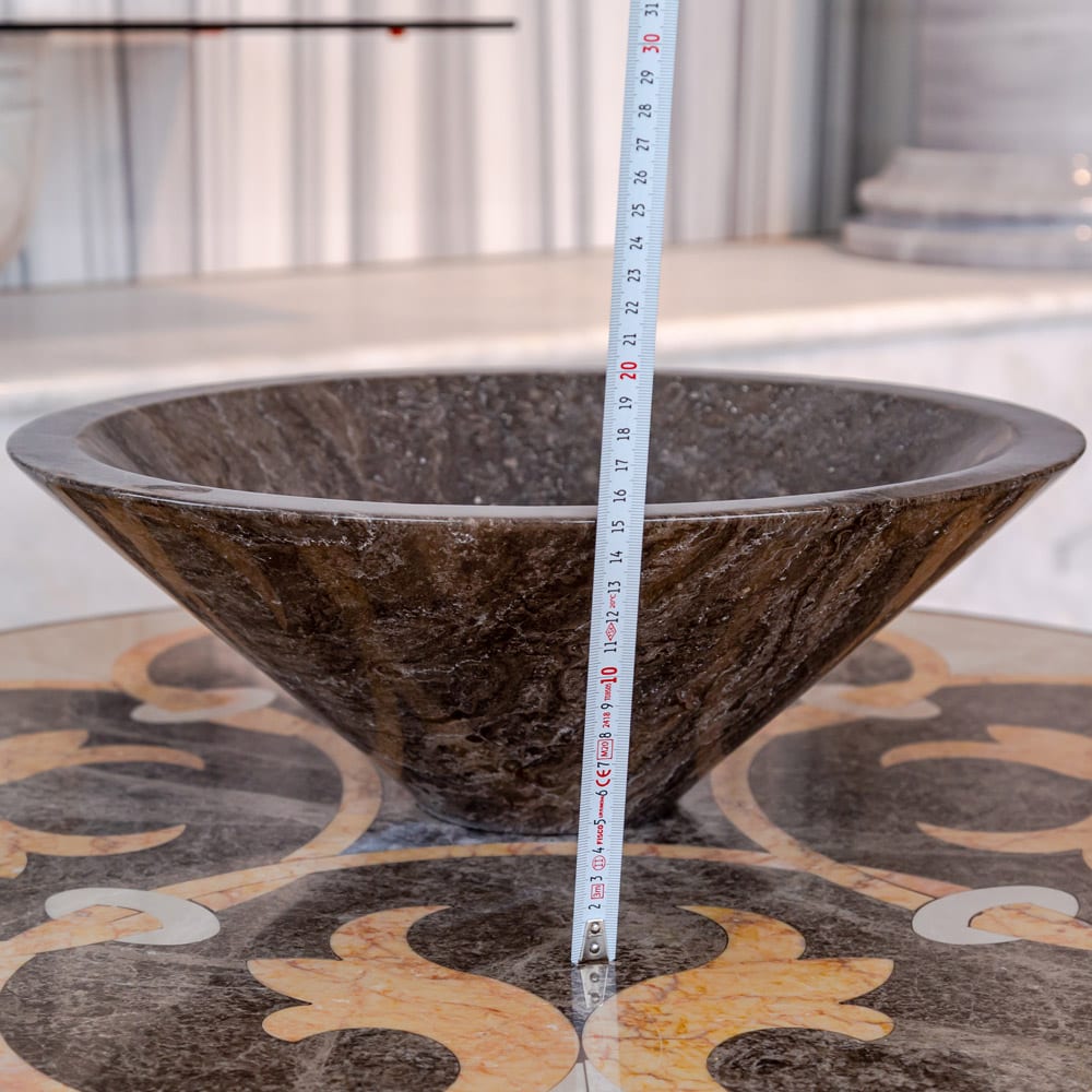 Narcist Brown Marble V-Shape Tapered Sink Polished (D)16