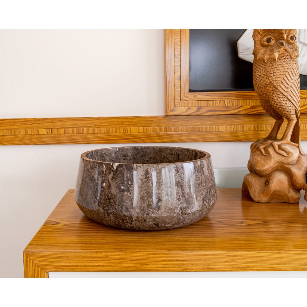 Narcist Brown Marble Vessel Sink High-Gloss Polished (D)16