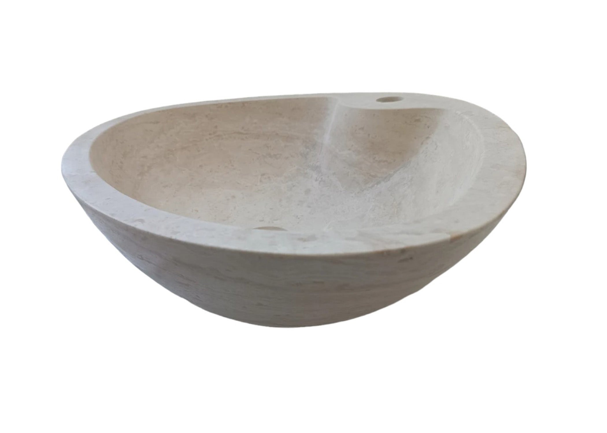 Natural Stone Light Travertine Special Shape Vessel Sink Honed and Filled (W)23,6" (L)17,7" (H)5.9"