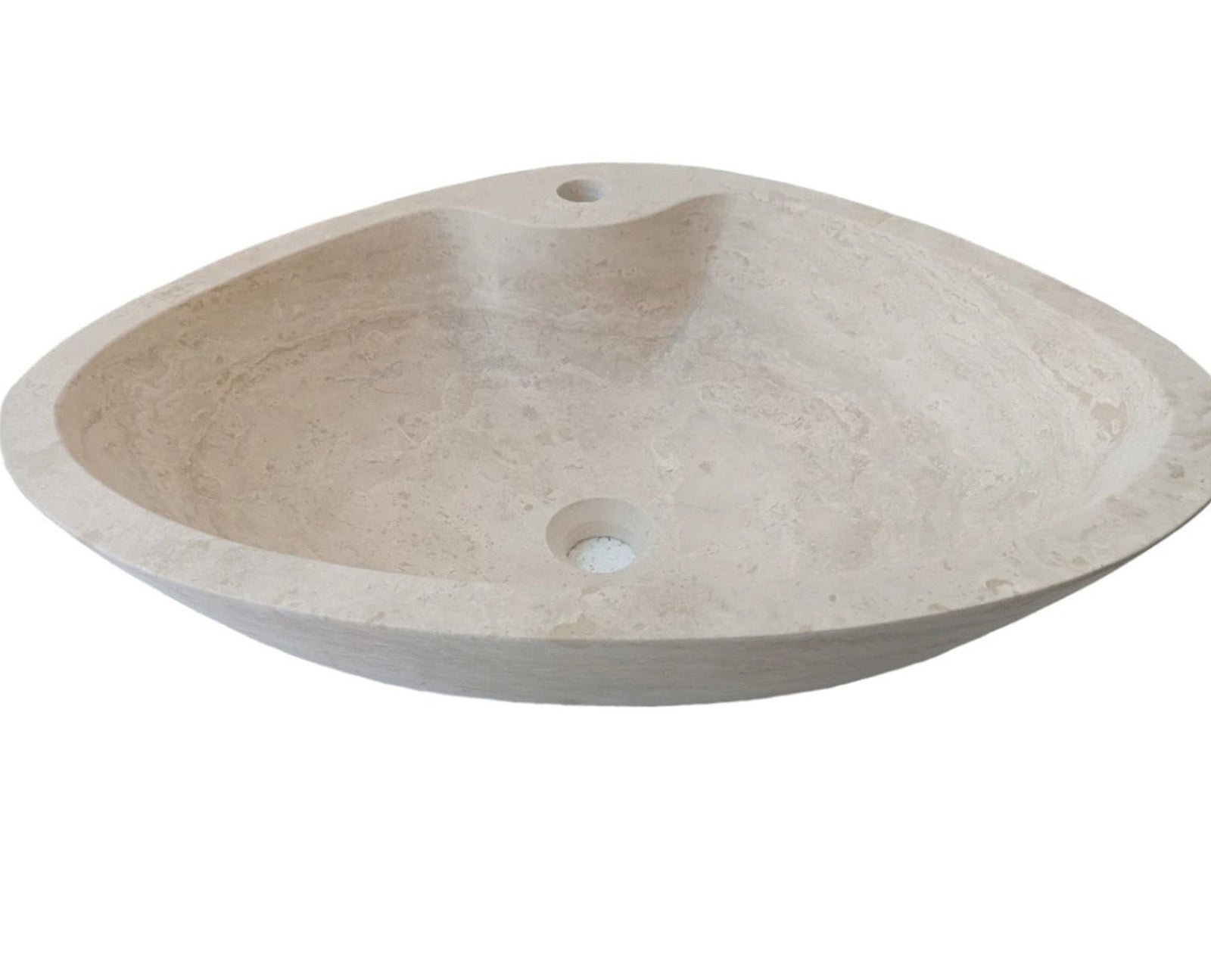 Natural Stone Light Travertine Special Shape Vessel Sink Honed and Filled (W)23,6