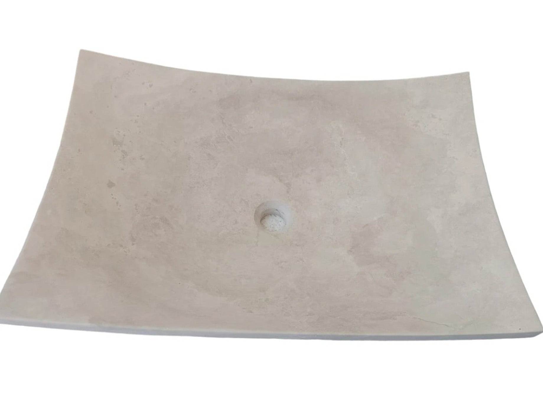 Natural Stone Light Travertine Unique Modern Special Design Customizable Vessel Sink  (W)25.6" (L)17.7" (H)4.7"