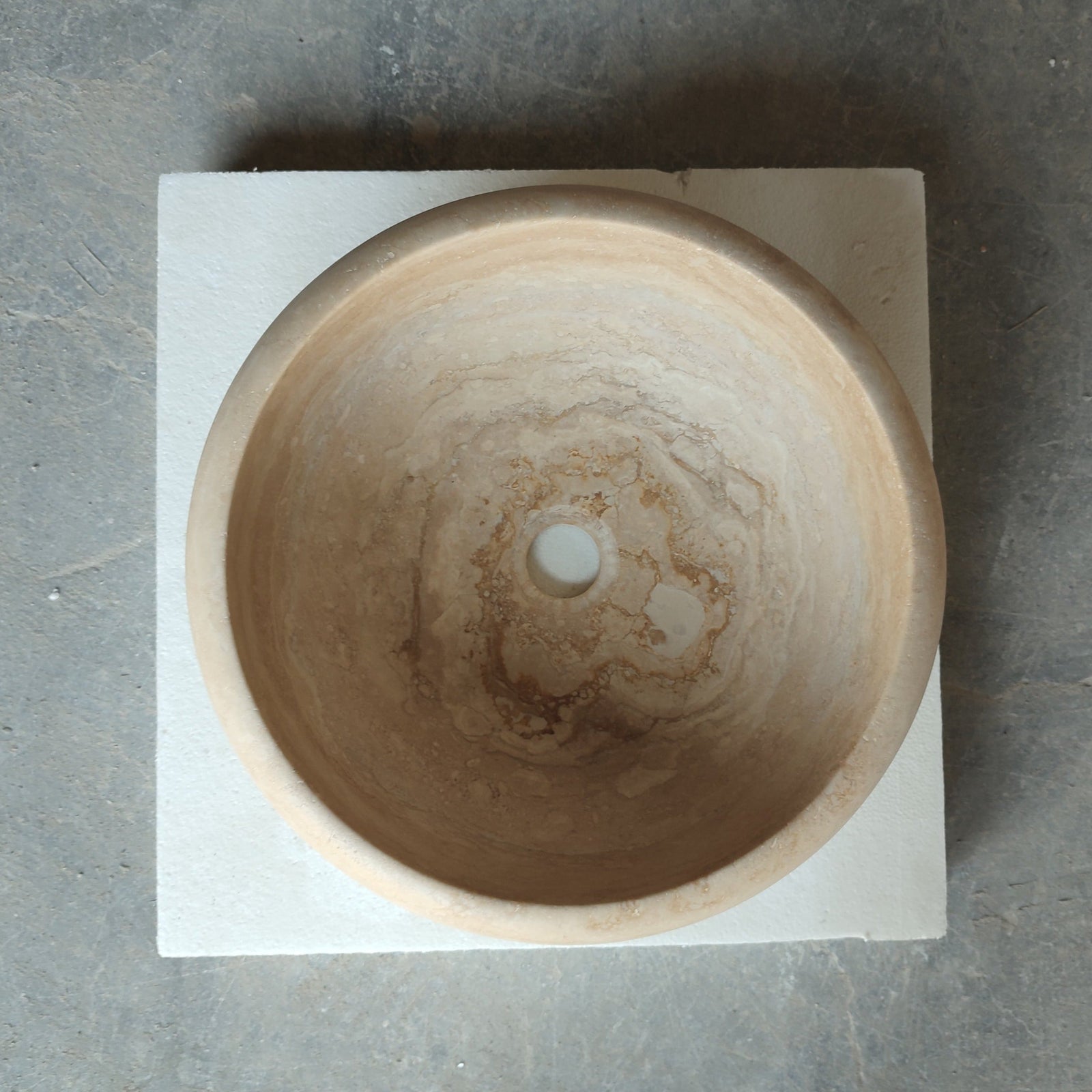 Natural Stone Light Travertine Vessel Sink (D)16