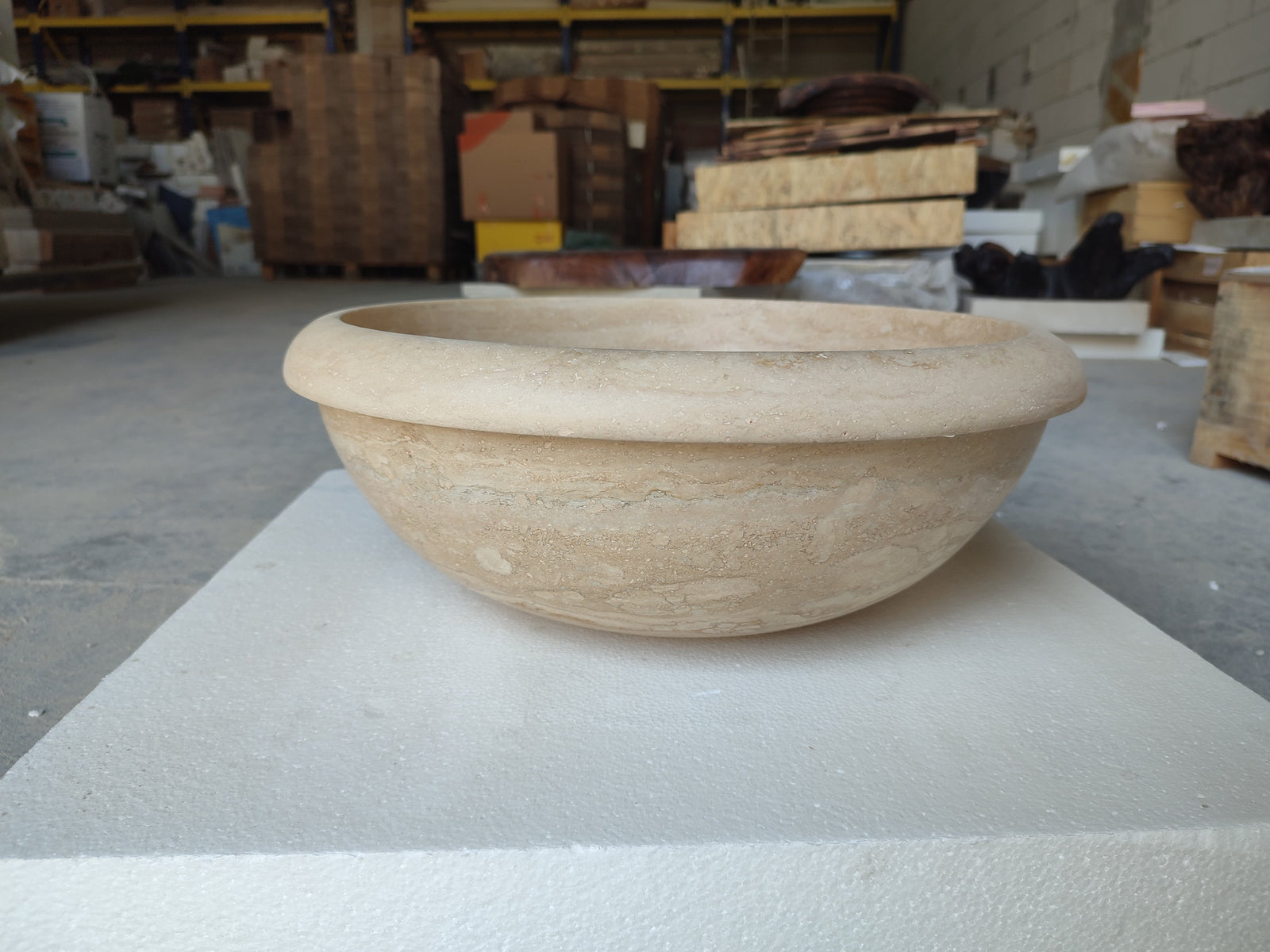 Natural Stone Light Travertine Vessel Sink (D)16