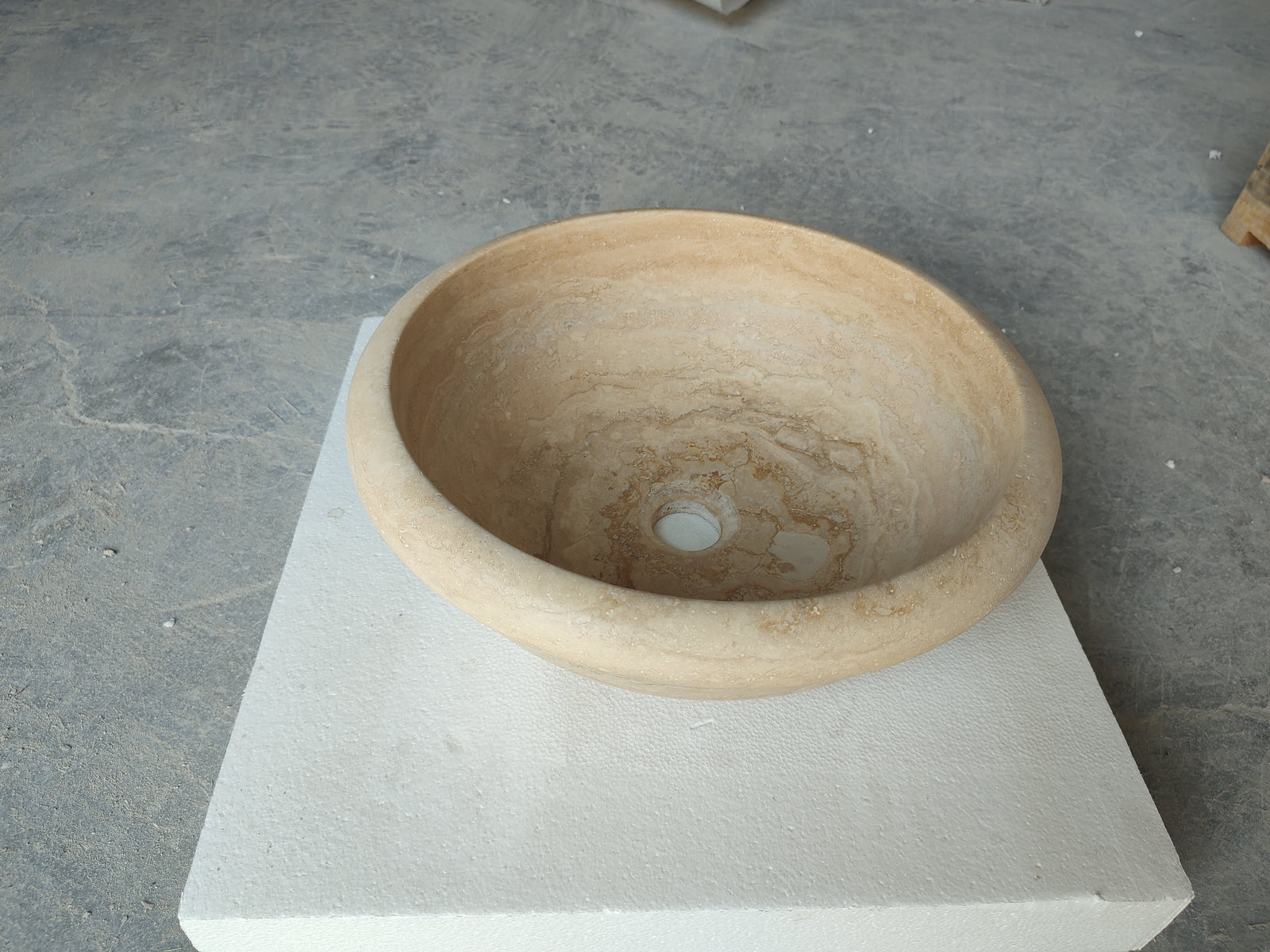 Natural Stone Light Travertine Vessel Sink (D)16