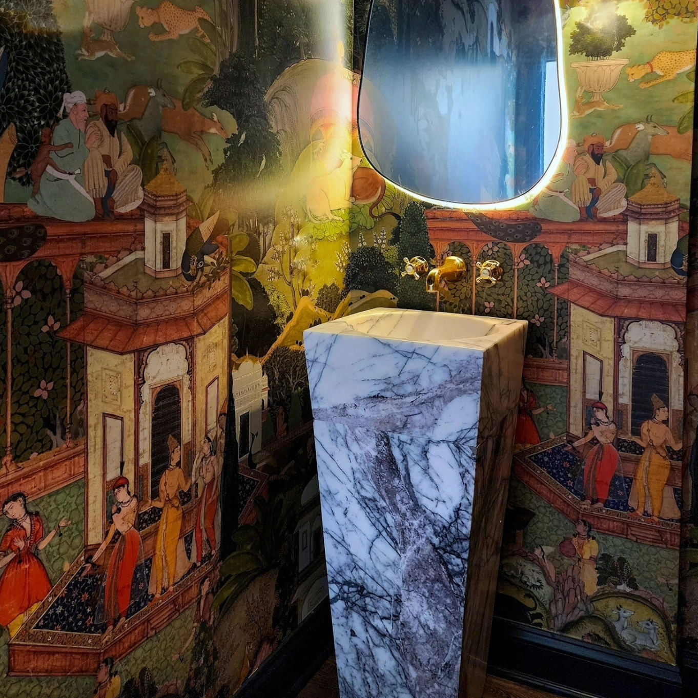 Natural Stone New York White Marble Pedestal Cone Shaped Sink Polished (W)16