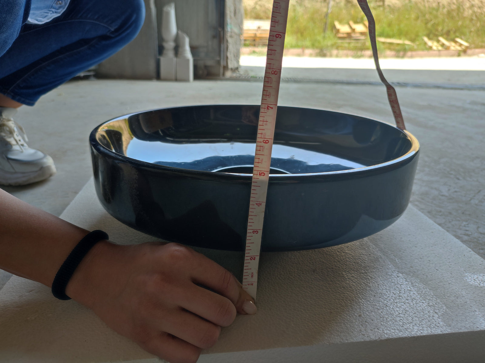 Natural Stone Toros Black Marble Above Counter Vessel Sink Polished (D)16