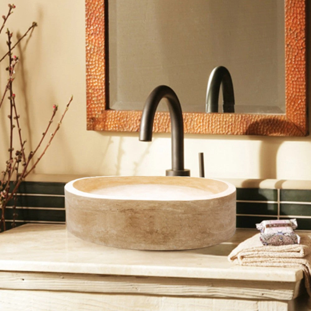 Natural Stone Classic Travertine Round Shape Vessel Sink (D)16