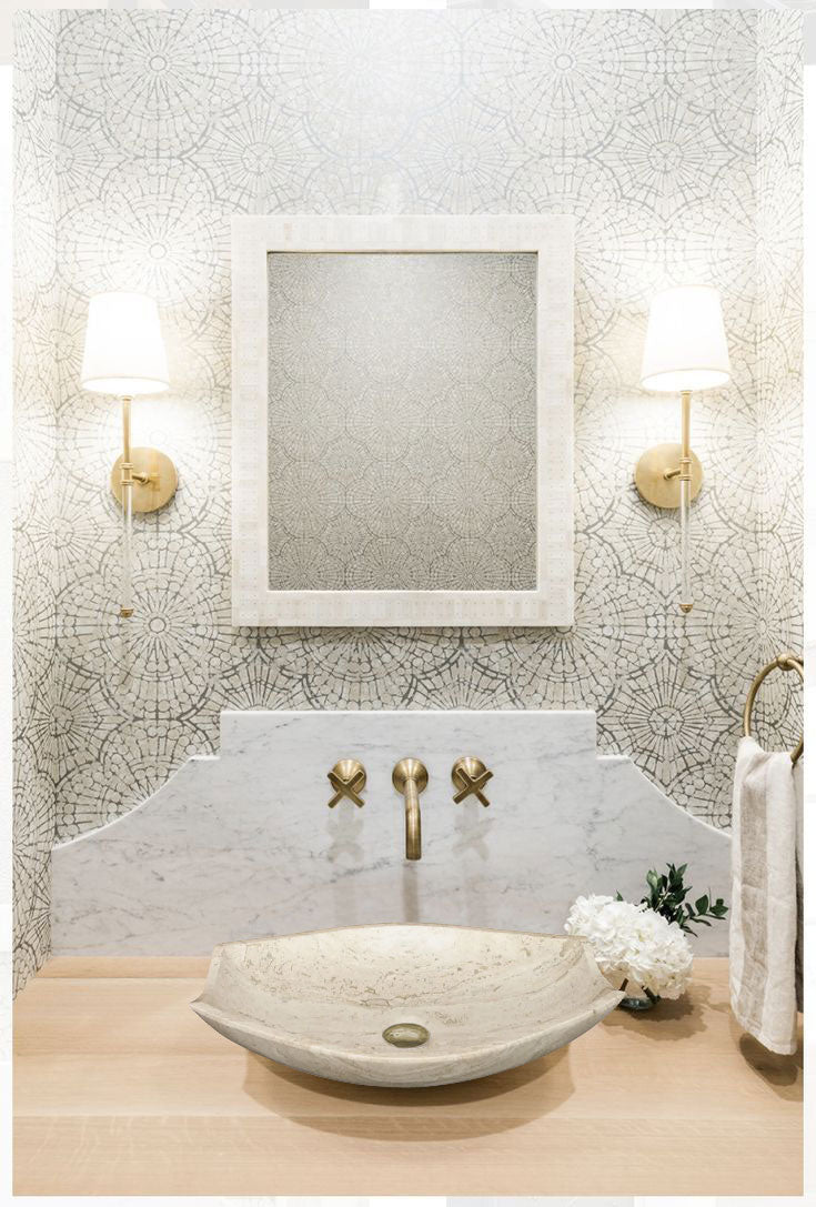 Natural Polished Stone Vessel Travertine Sink  (W)20