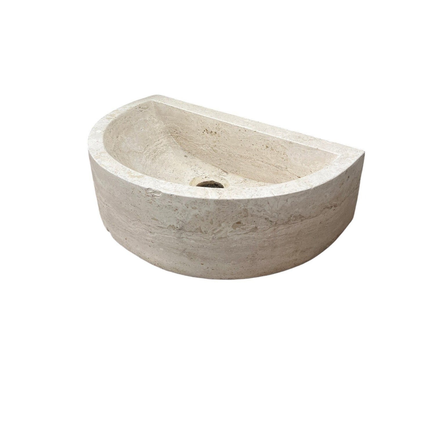 Natural Stone Deep Half Light Travertine Special Design Vessel Sink Honed and Filled (W)10