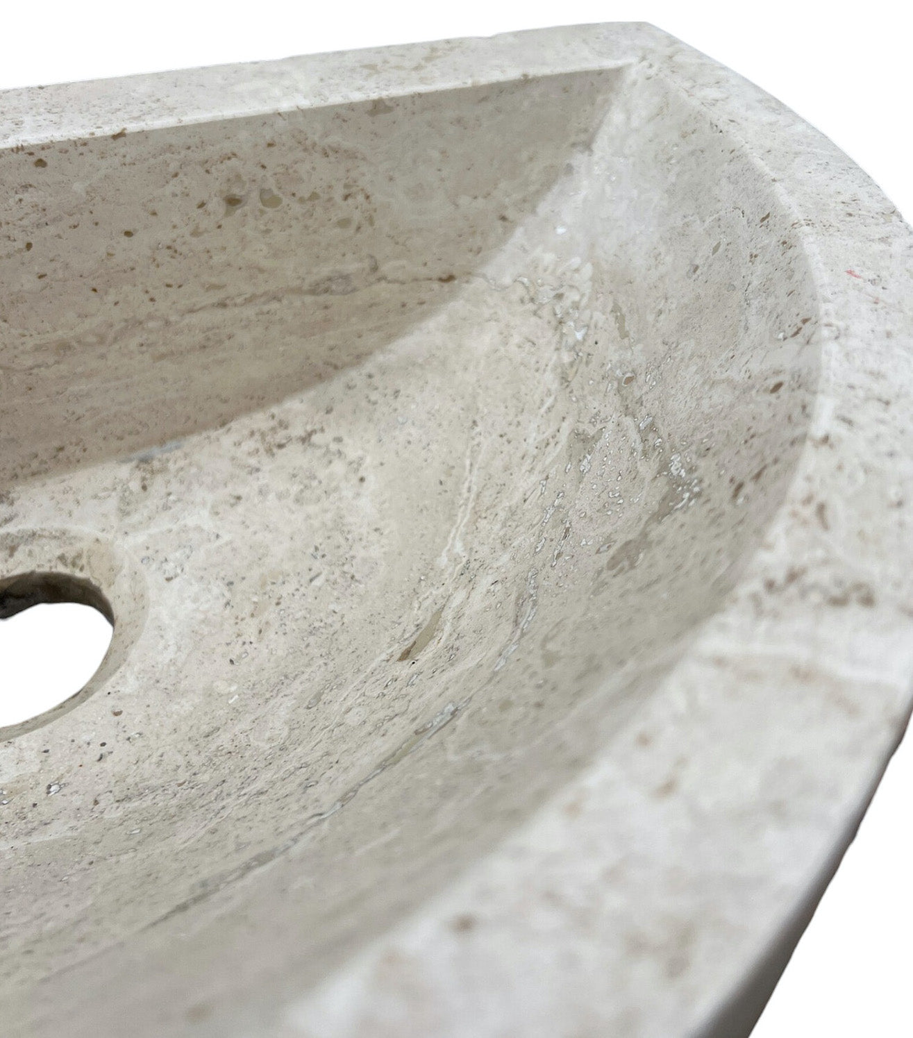 Natural Stone Deep Half Light Travertine Special Design Vessel Sink Honed and Filled (W)10" (L)16.3" (H)4.5"