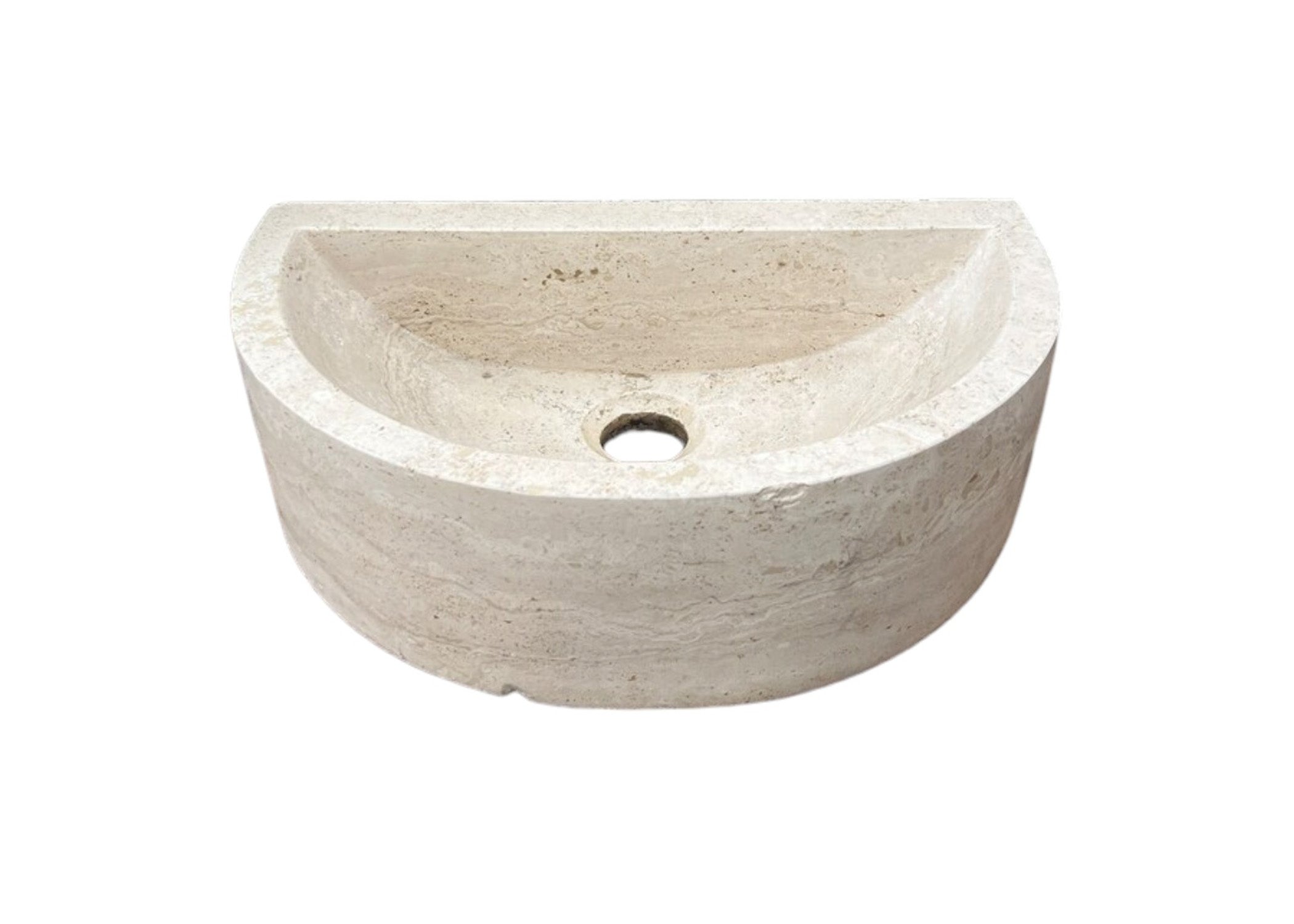 Natural Stone Deep Half Light Travertine Special Design Vessel Sink Honed and Filled (W)10" (L)16.3" (H)4.5"