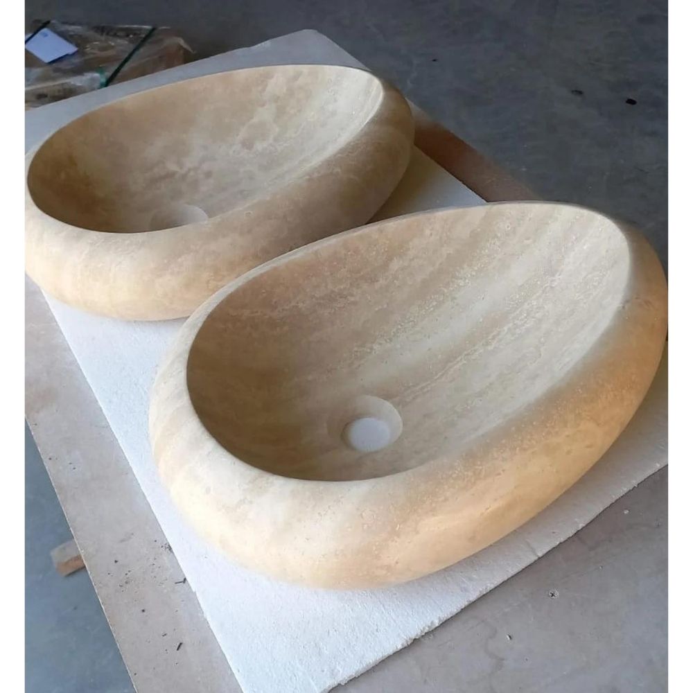 Natural Stone Drop Shape Travertine Sink  (W)14