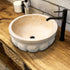 Natural Stone Light Travertine Pumpkin Shape Honed Vessel Sink (D)16" (H)6"