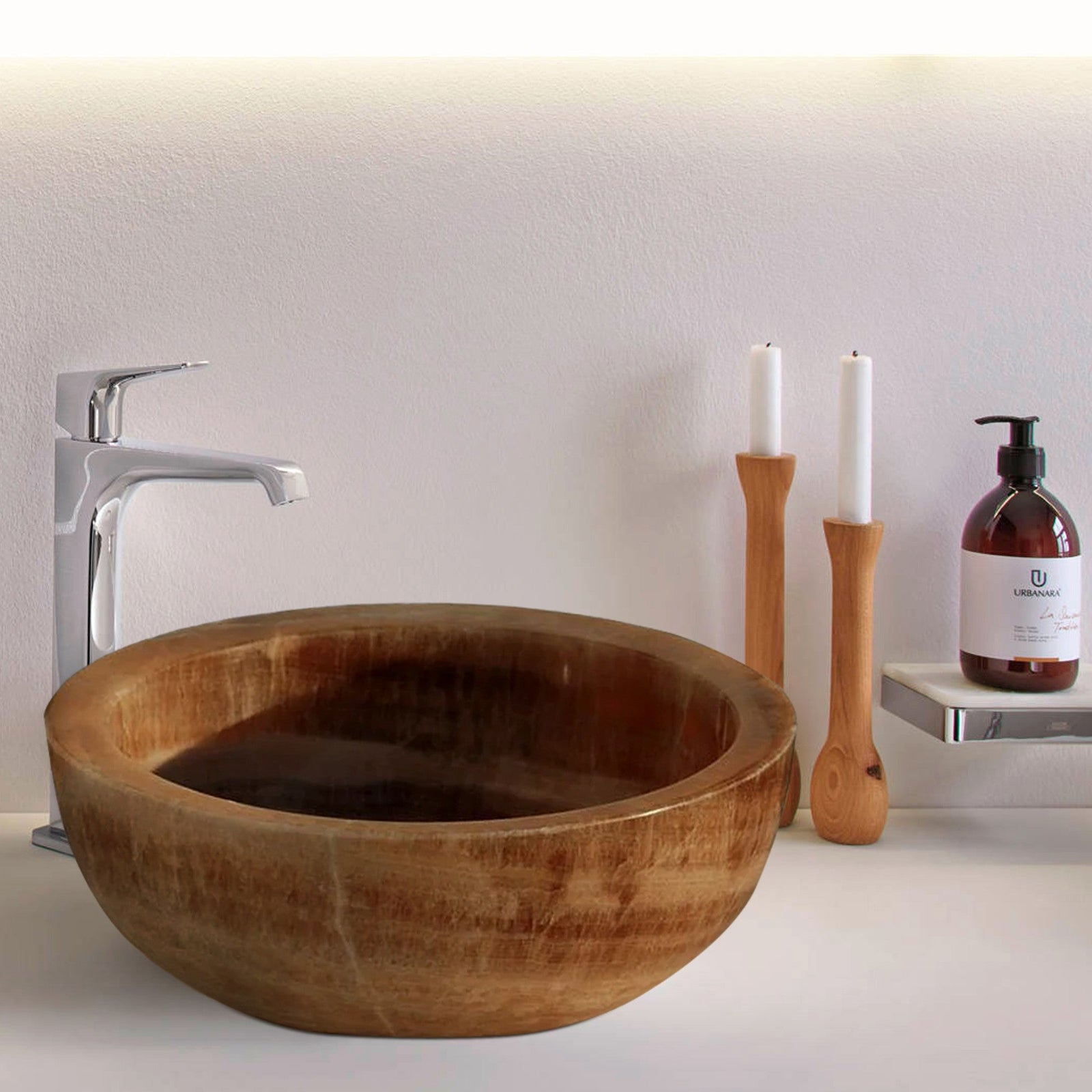 Natural Stone Honey Onyx Vessel Sink (D)16