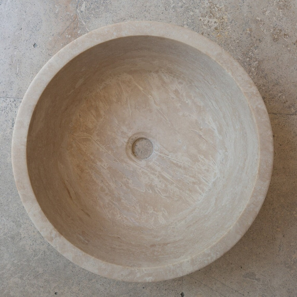 Natural Stone Light Split Face Travertine Vessel Sink (D)16" (H)6"