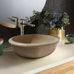 Natural Stone Light Travertine Drop-in Vessel Sink (D)16" (H)6"