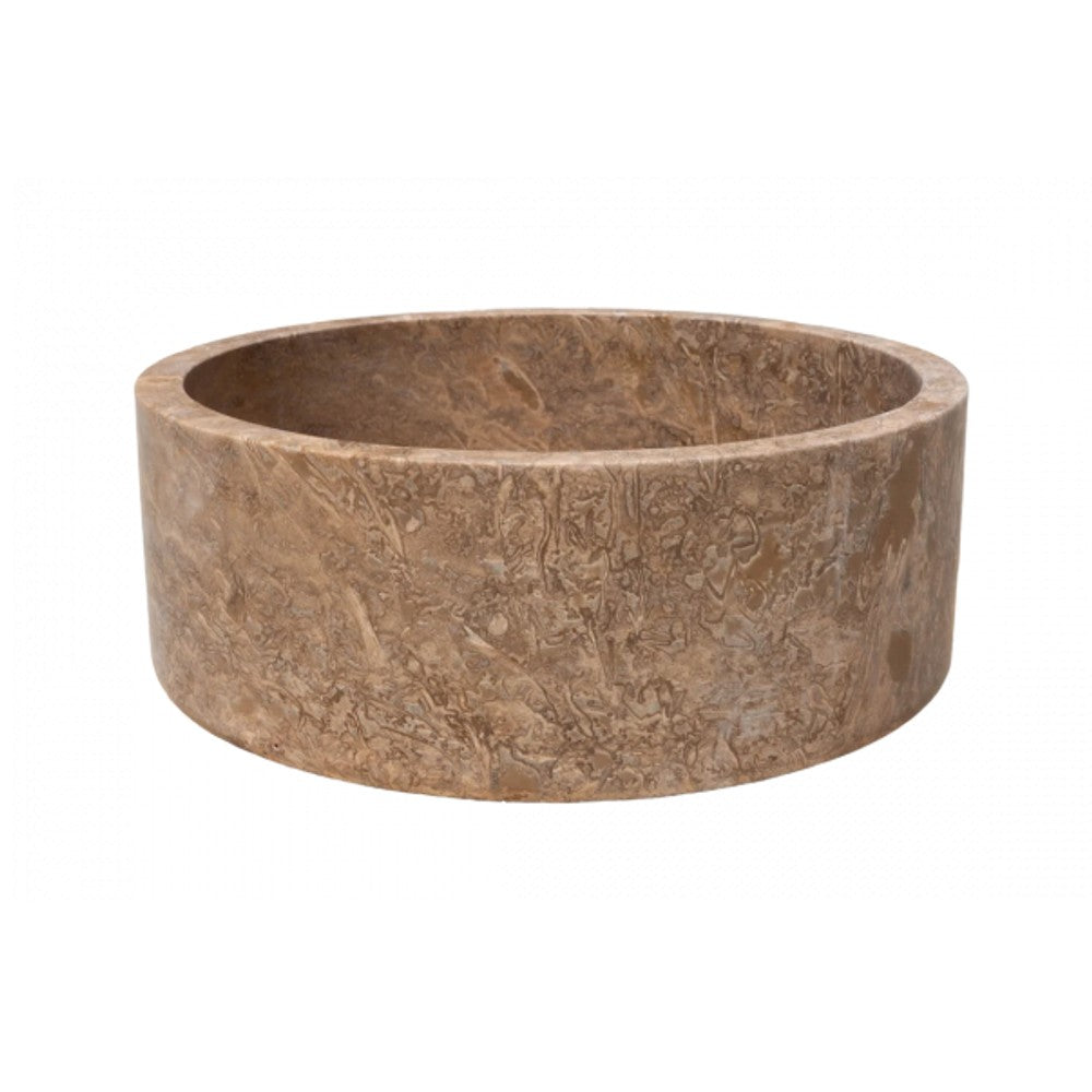 Natural Stone Noce Brown Travertine Vessel Sink (D)16" (H)6"