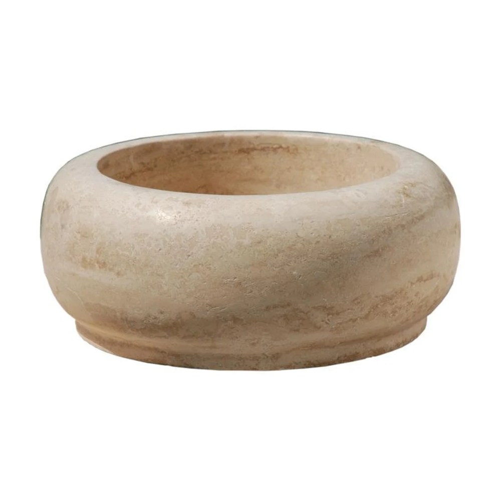 Natural Stone Round Light Travertine Vessel Sink (D)18" (H)7"