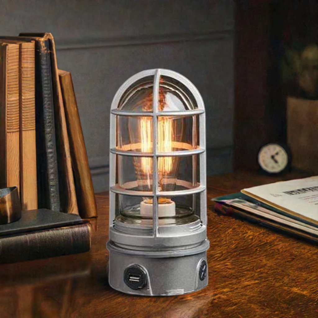 Raw Industrial Cage Lamp with Edison Bulb - The Mythic Cage