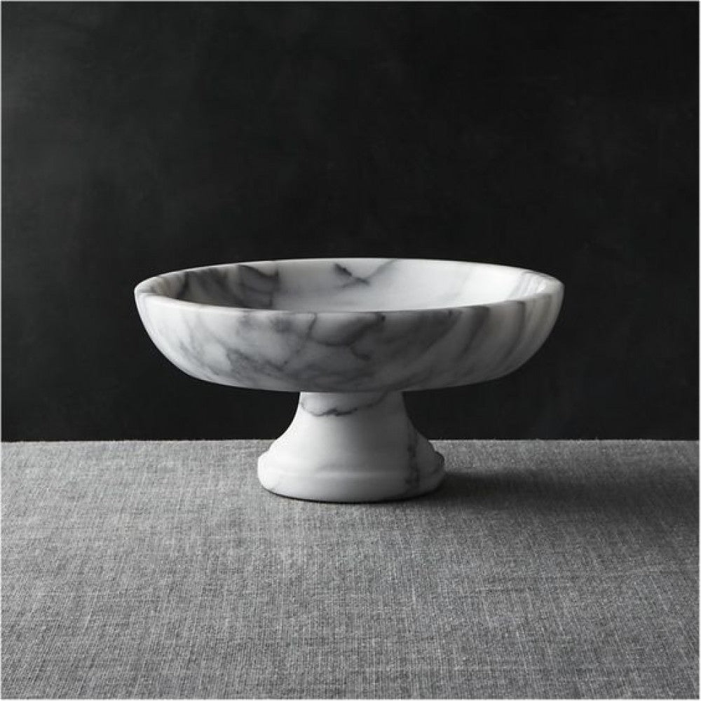New York White Marble Fruit/Salad Decorative Bowl Semi-Polished