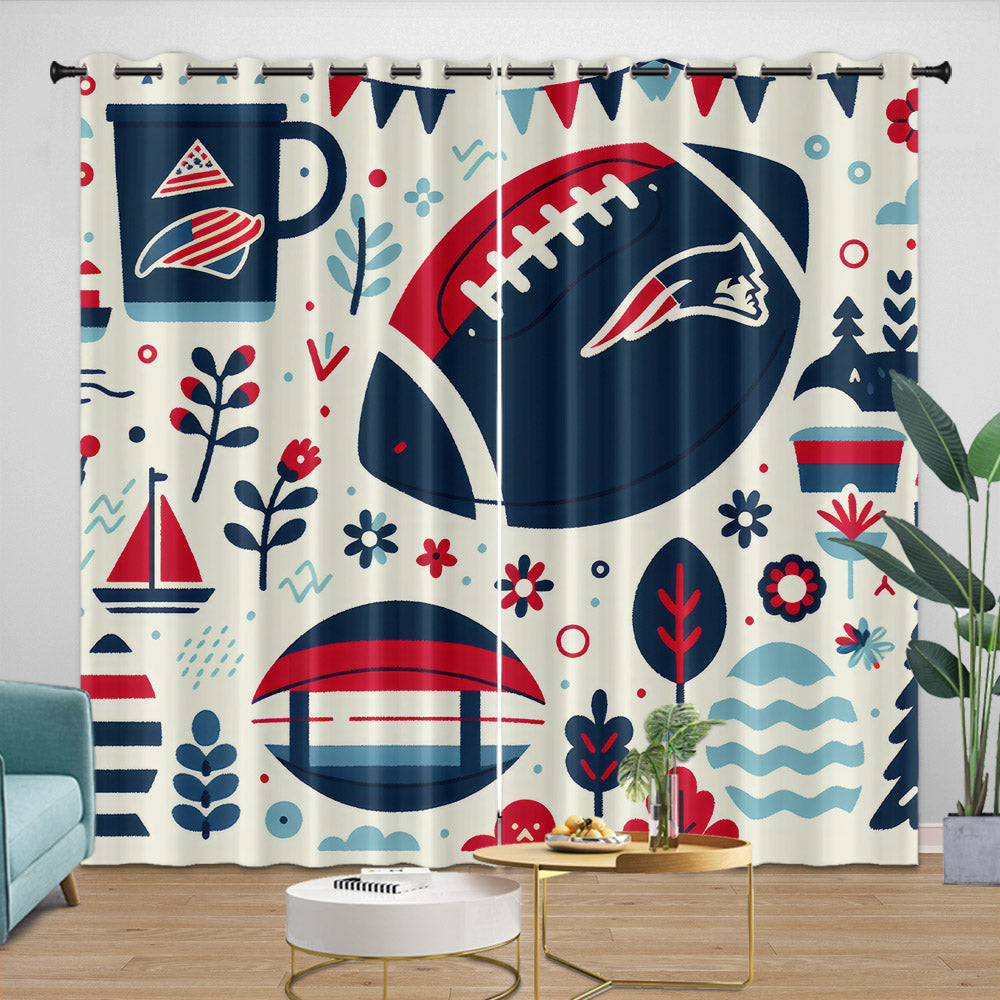 New England Patriots Curtains Blackout Window Drapes Room Decoration