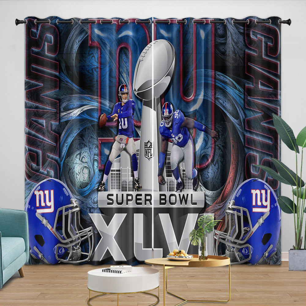 New York Giants Curtains Blackout Window Drapes Room Decoration