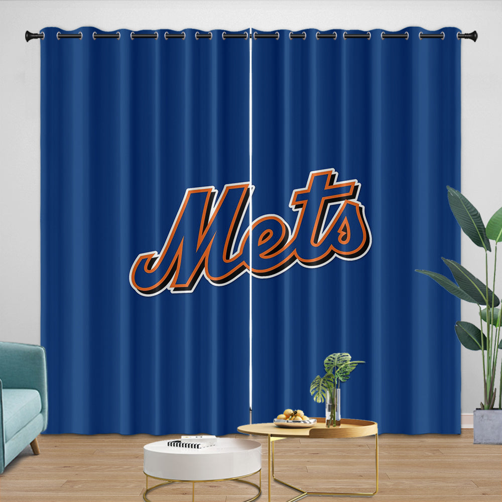 New York Mets Curtains Blackout Window Drapes Room Decoration
