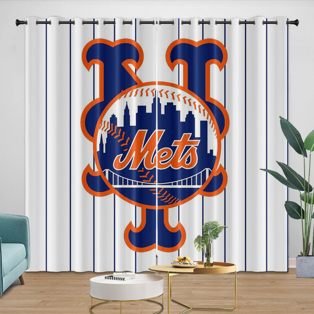 New York Mets Curtains Blackout Window Drapes Room Decoration