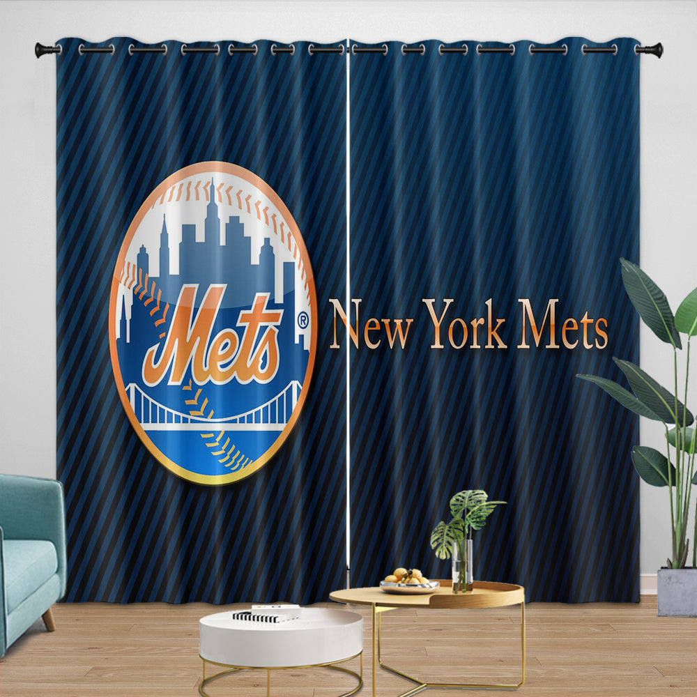 New York Mets Curtains Blackout Window Drapes Room Decoration