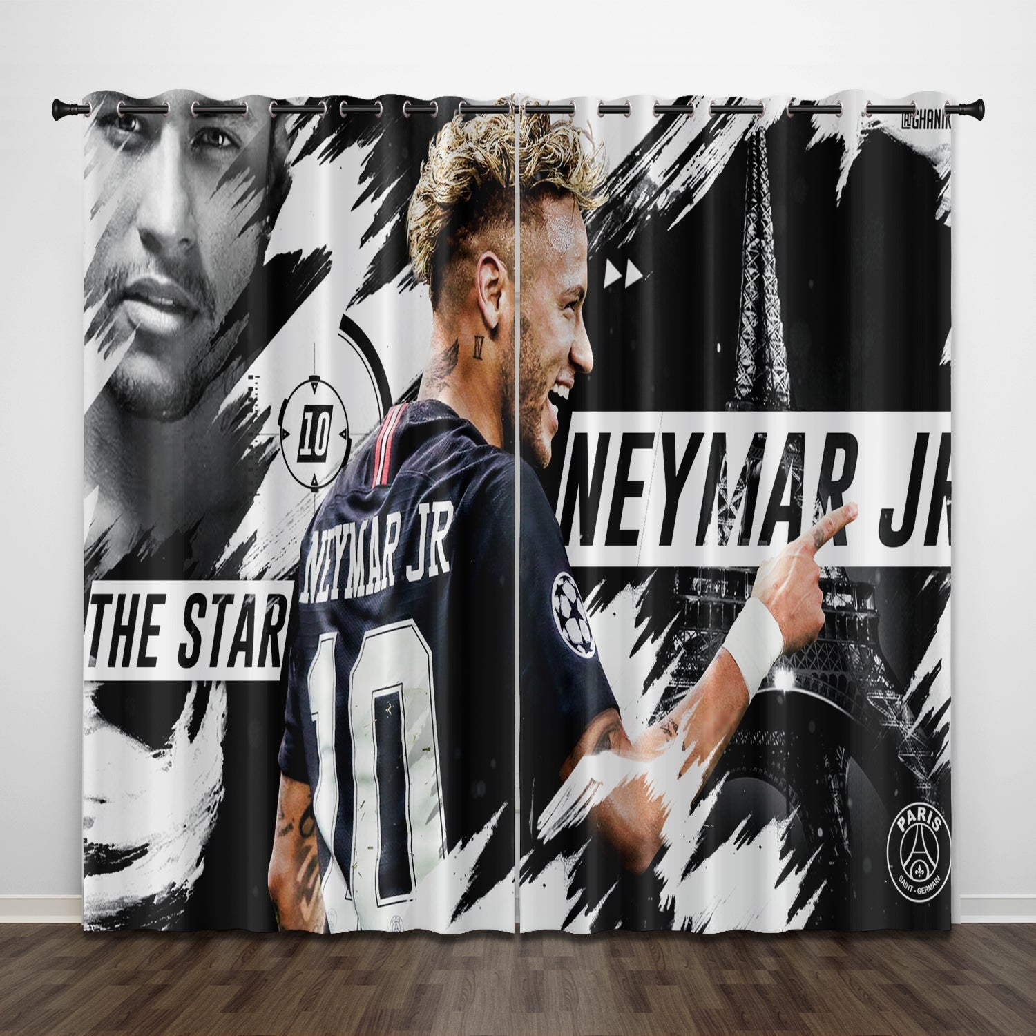 Neymar Curtains Pattern Blackout Window Drapes