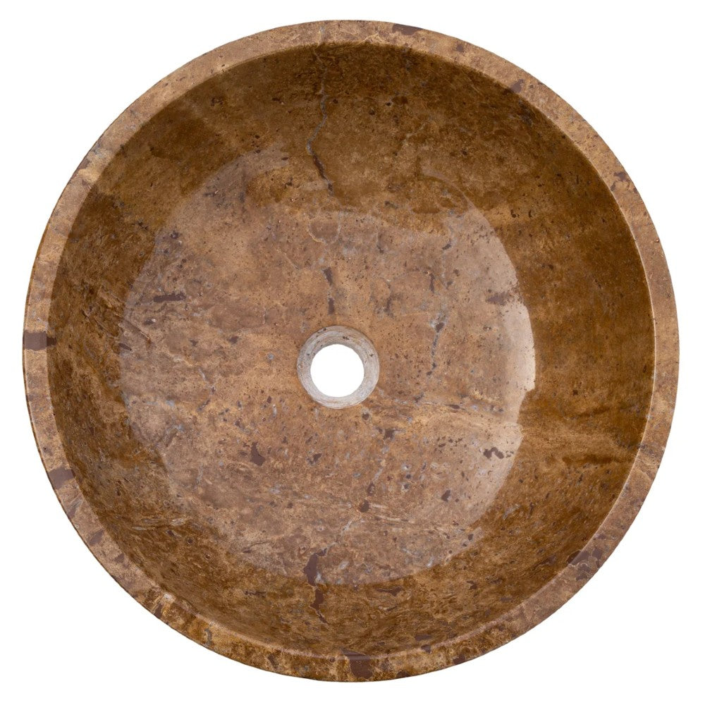 Noce Brown Travertine Natural Stone Undermount Vessel Sink Filled and Polished (D)16" (H)6"