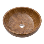 Noce Brown Travertine Natural Stone Undermount Vessel Sink Filled and Polished (D)16" (H)6"